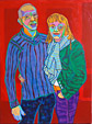 Dubbelportret, acryl op linnen gemaakt door Twan de Vos van Mart en Erica in opdracht van galerie Sous terre