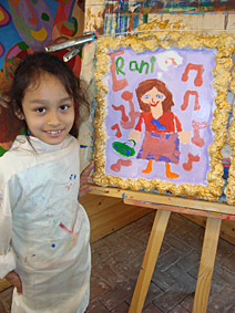 kinderfeestje zelfportret schilderen op het atelier van Twan de Vos in Wageningen