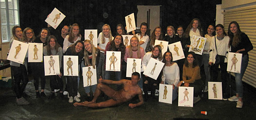 Workshop naaktmodel schilderen studenten dispuut in Wageningen